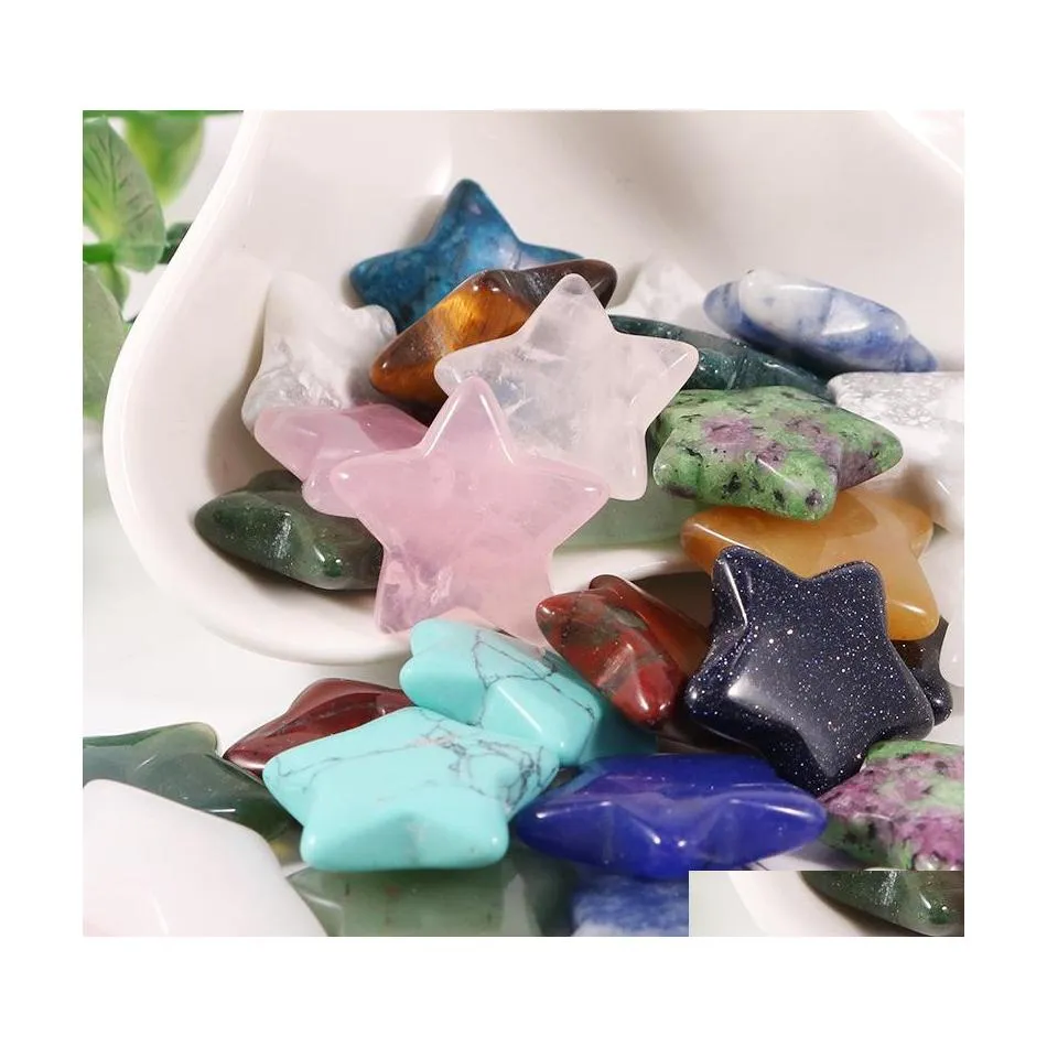 Pierre 20Mm Mini Star Statue Sculpture Naturelle Décoration De La Maison Cristal Polissage Gem Guérison Bijoux Drop Delivery Dh9Pd