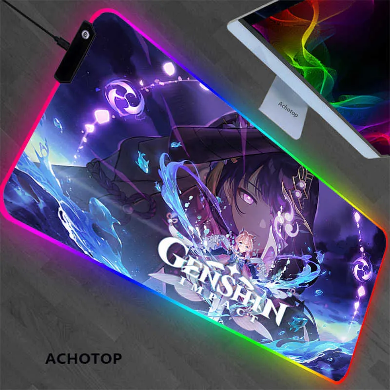 Mauspads Handgelenkauflagen RGB Genshin Impact Gaming Spielmatten Mauspad Anime Cartoon XL Größe Gamer Mauspad XXL Tastatur Schreibtisch Computer PC Matte Notbook Pad T230215