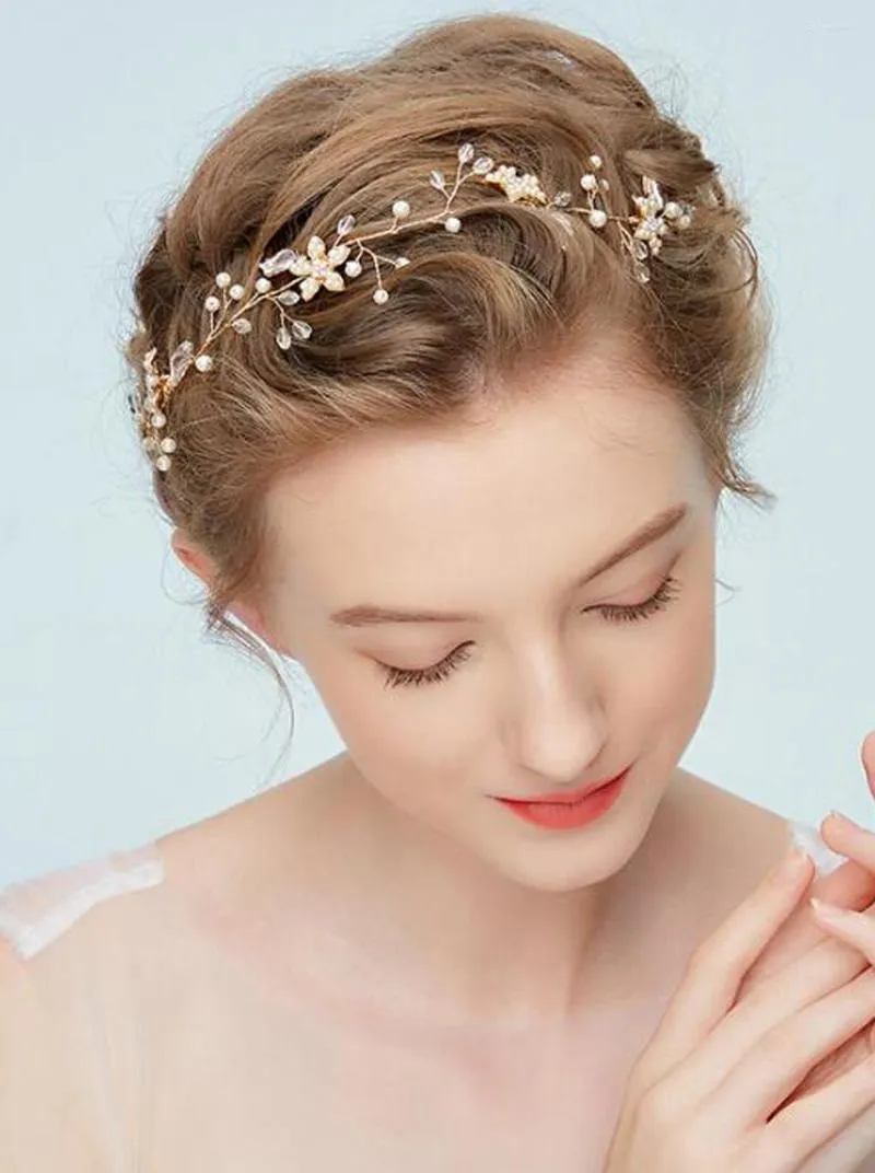 Headpieces brud bröllop guld blad rinestones huvudband huvudstycke hår tillbehör för kvinnor