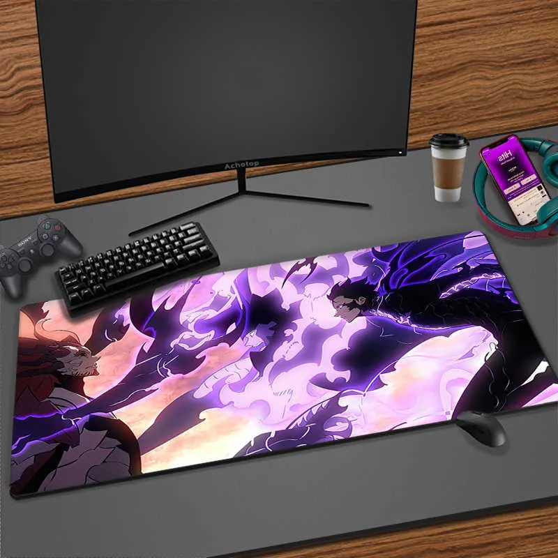 Solo Leveling Tapis De Souris | Grand Mouse Pad Solo Leveling | Bleu | XXL 800 X 300 Mm | Tapis De Bureau Imperméable – Antidérapant, Sung Jin-woo