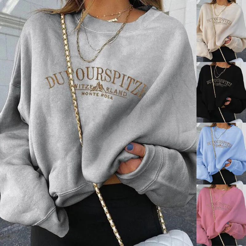 Sweats à capuche pour femmes Sweats Dufourspitze Sweat Femmes Manches Longues Sweats Streetwear Mode Automne Hiver Lettre Imprimer Hauts Pullover 230215