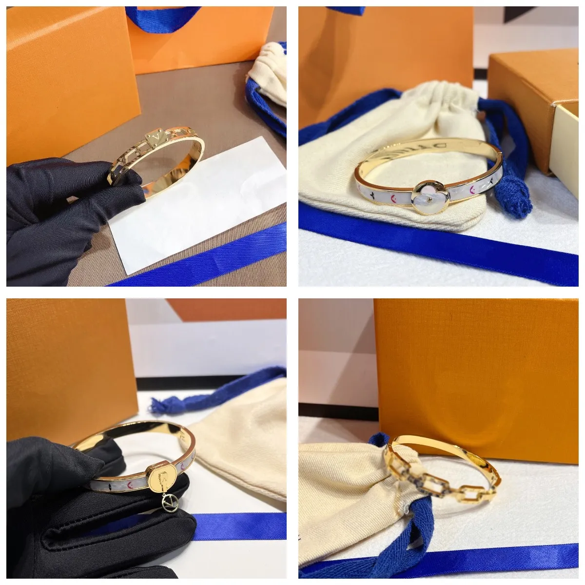 Bracelets classiques pour femmes, bracelet de styliste avec lettre L, plaqué or, en acier inoxydable, bijoux de mariage, cadeaux -20-L-2