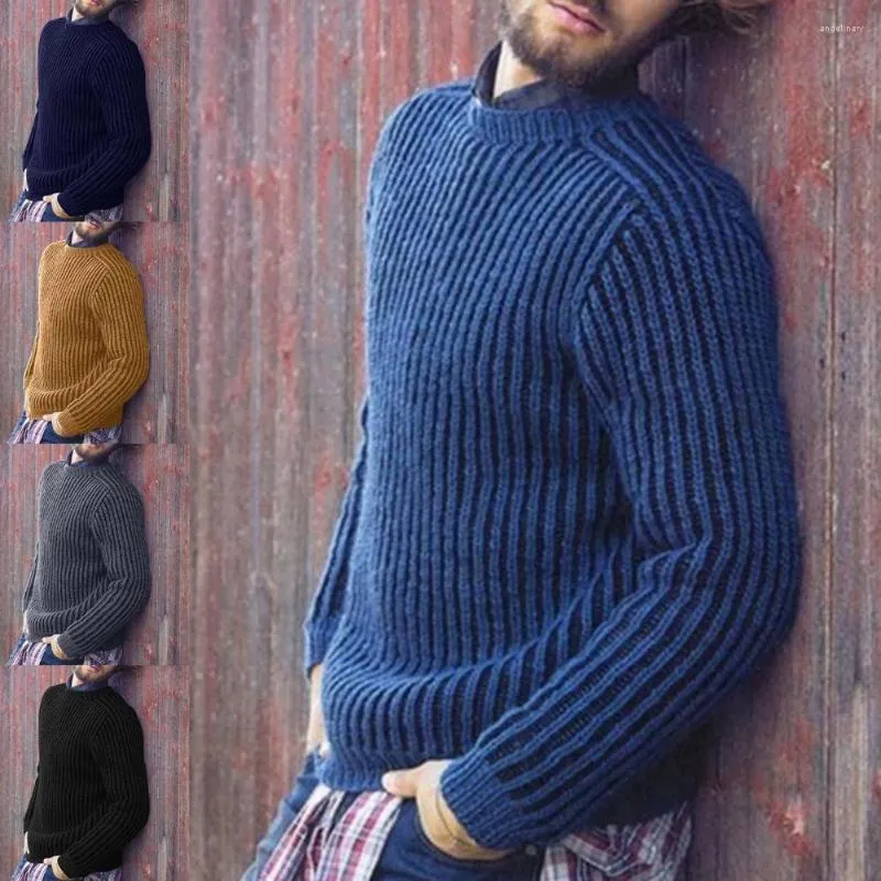 Maglioni da uomo Slim Maglione invernale spesso e traspirante a righe da uomo per la scuola