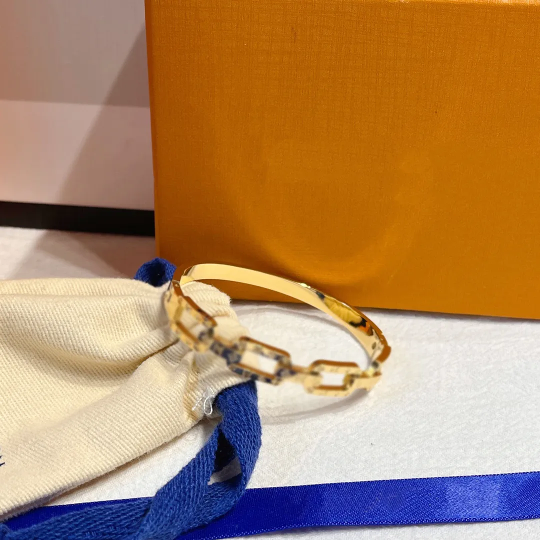 Pulseiras de luxo feminino gordura de moda letra l-letter bracelete de impressão 18k Prazado de ouro 925 Silver Prazed Aço inoxidável