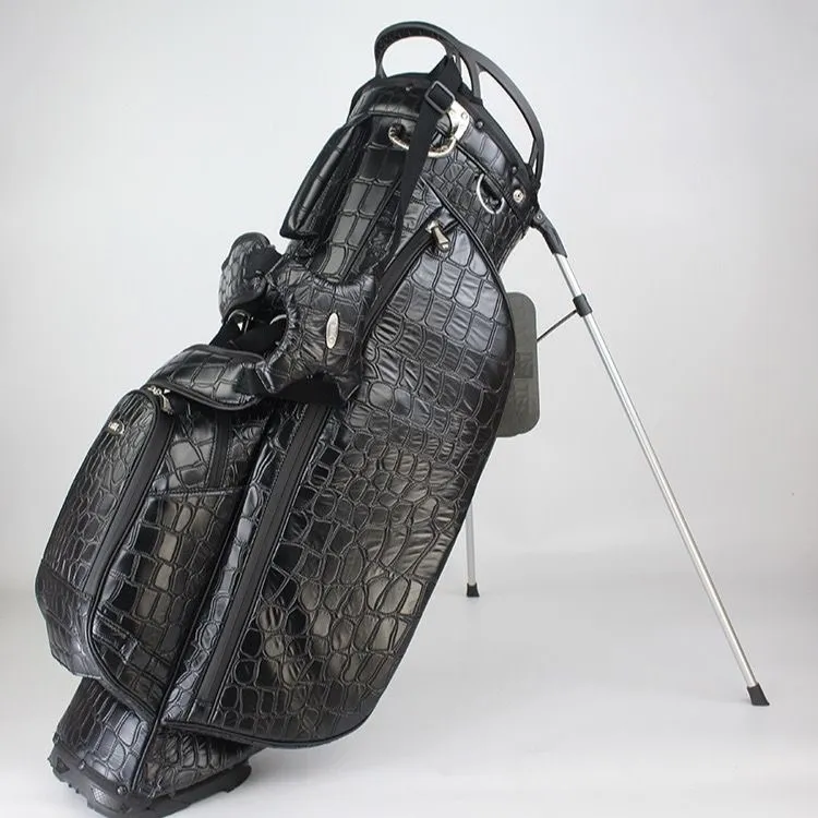 Bolsa de golfe de crocodilo preto pode ficar de pé, pode ser inclinada, uma bolsa de ombro, capa multifuncional à prova d'água transparente personalizável mala de carta designers Luggage club