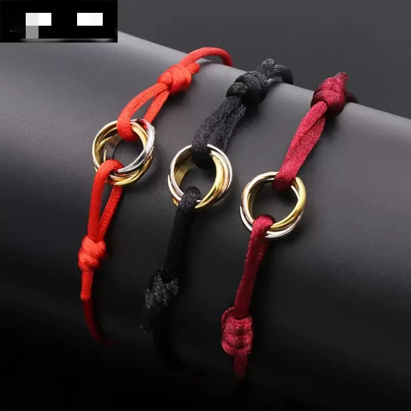 Klassiskt 316L rostfritt stål trinity armband med hänge tre ring armband par armband modeaccessoarer för män och kvinnor