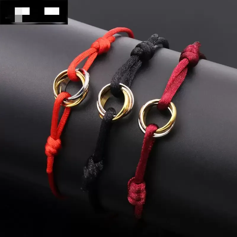 Pulsera trinity clásica de acero inoxidable 316L con colgante, pulsera de tres anillos, pulsera para parejas, accesorios de moda para hombres y mujeres