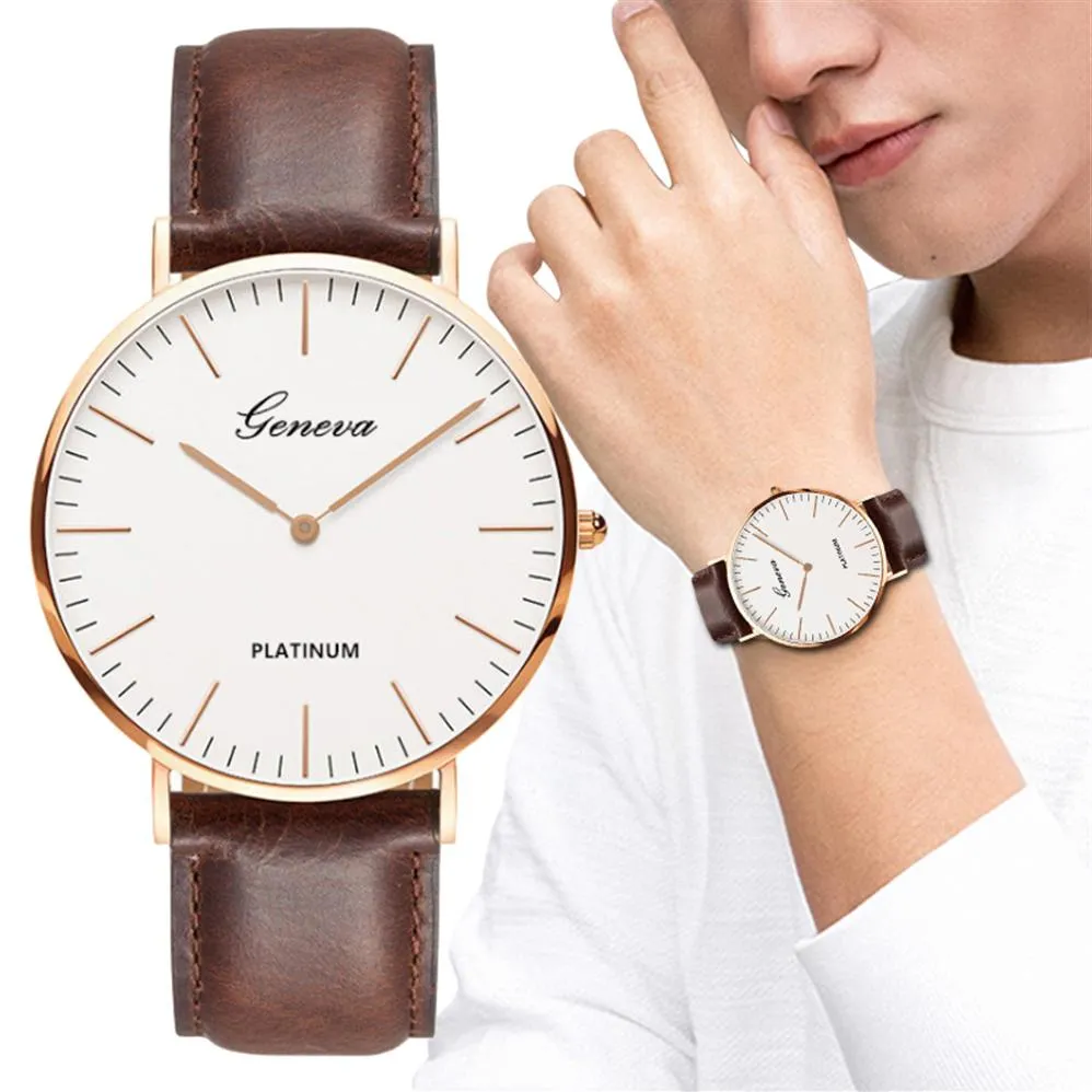 New Men's Watch Fashion Casual Ultra Thin Watches Simple Men Business Leather Quartz Wristwatch Clock Luxury Relogio Masculin287S