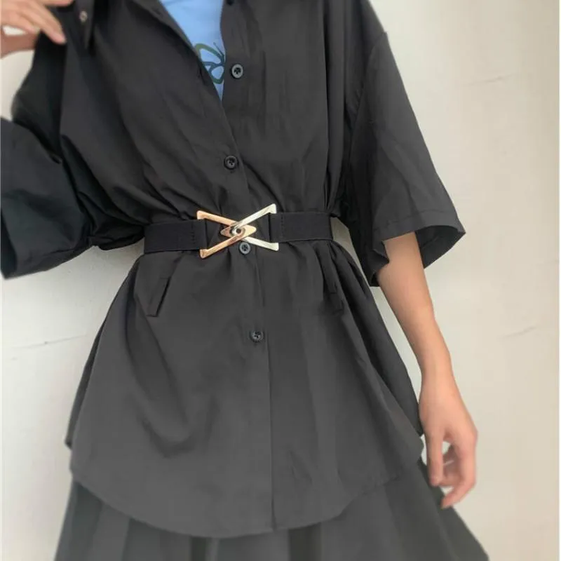 Belts Brand High-quality Designer Triangle To Buckle Waist Seal Fashion Dress Coat Women Belt Elastic Thin Gold Chain BeltBelts