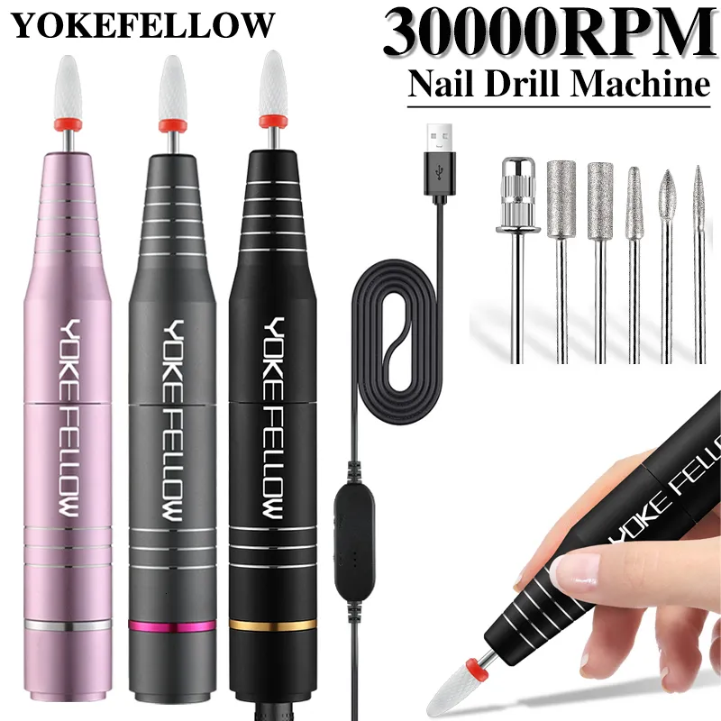 Nail Art Equipment Perceuse à ongles électrique pour manucure pédicure avec jeu de forets à ongles en céramique 3000035000 tr/min outil de Salon de stylo de vernis à ongles 230217