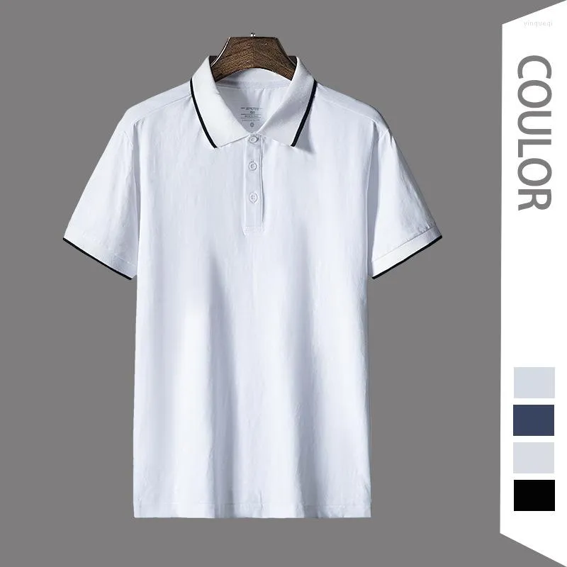 Polos ligeros de lujo para hombre, camisa polo de punto con solapa de verano, manga corta, suéter de negocios informal ajustado para hombre, media camiseta