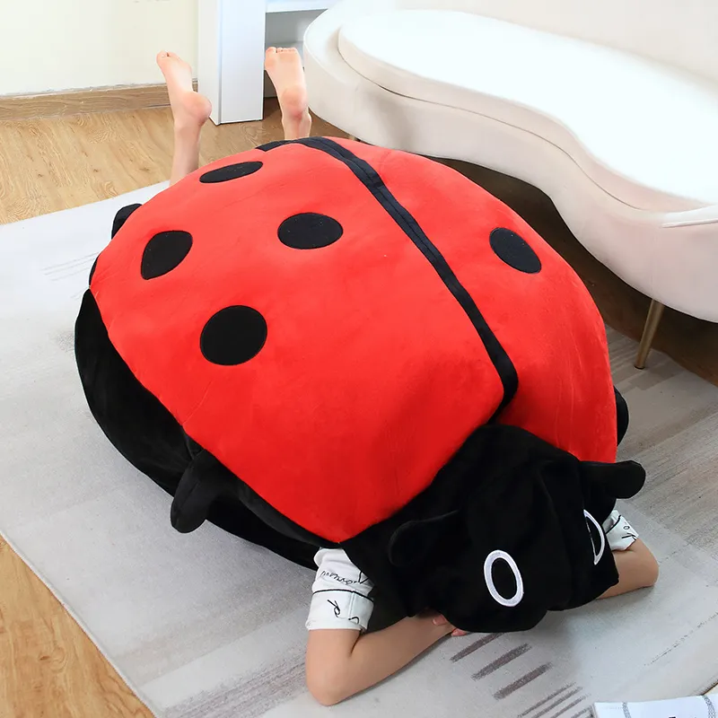 Interesting Wearable Ladybug Shell Funny Party Cosplay Plush Toy Doll Stuffed Soft Sleeping Pillow Bed Cushion Game Gift DY10148