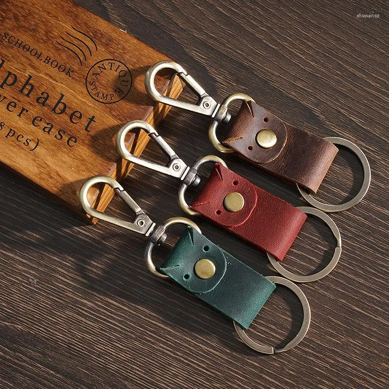 Keychains hoogwaardige cowhide hanger vintage echte lederen auto sleutelhanger accessoires schattige piggy key chains geschenken voor vrienden