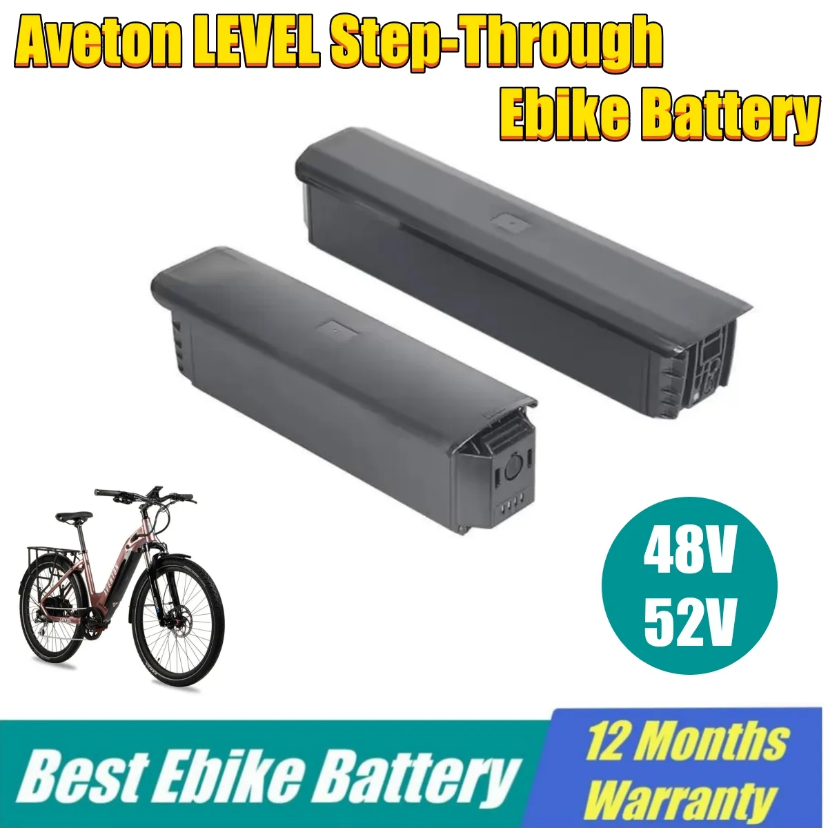 Ebike Battery 48V 14Ah 17.5ah Replacement batteries for Aventon Level Step-Through Commuter Ebike Bicycle 250w 350w 500w