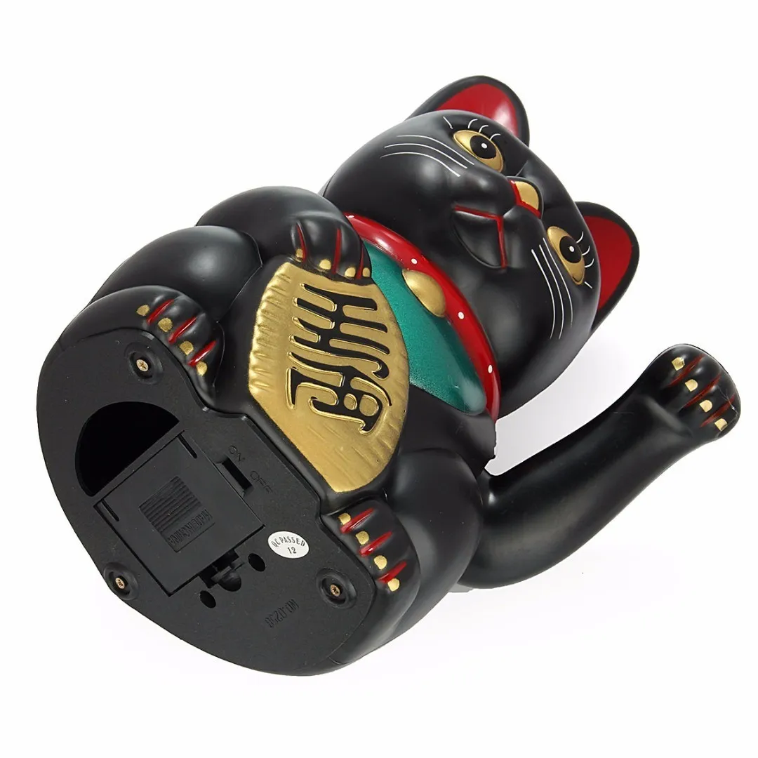 Black 12.5cm Feng Shui Beckoning Cat Wealth Fortune Lucky Waving Kitty Decor