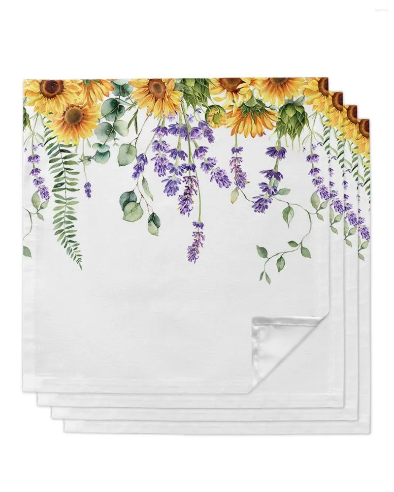 Serviette de Table printemps Eucalyptus tournesol ensemble mariage Banquet tissu doux torchons dîner mouchoir