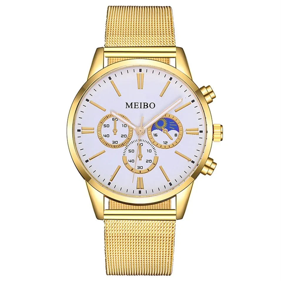 2020 Factory Direct s Foreign Trade Popular Style Fashion Business Three-Eye Watch Mesh Belt Outdoor Casual Quartz Watch Whole218K