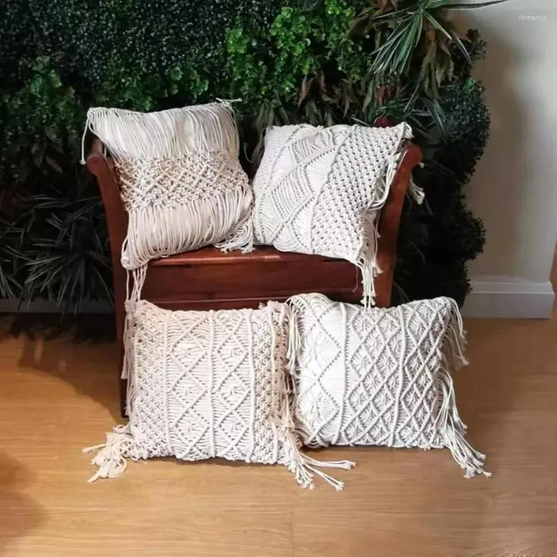 Pillow Handmade Cotton Boho Style Jacquard Cover 45x45cm Geometry Bohemia Covers Home Decor