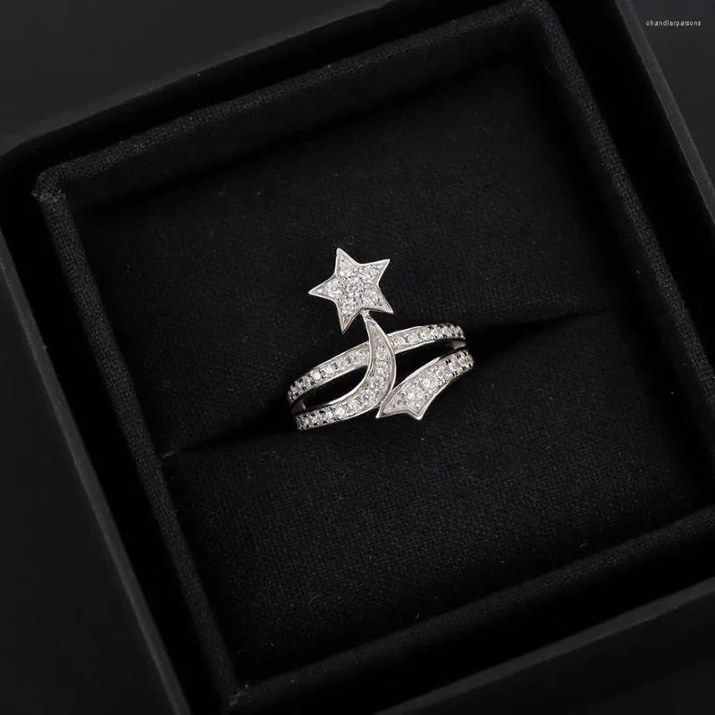 Bagues de cluster 2023 Mode Sweet Comet Bague Zircon Femmes Luxe Météore Galvanoplastie Platine Saint Valentin Cadeau Fête