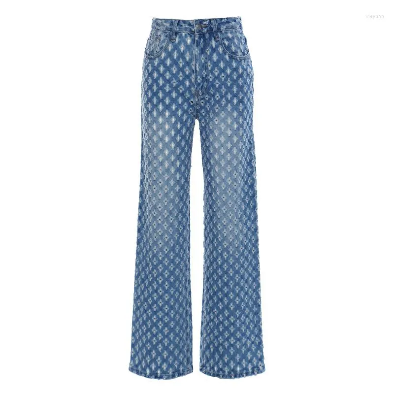 Dames Jeans Dames Vintage Gescheurde Mode Wijde Pijpen Denim Broek Lange High Street Casual Broek Maat XS