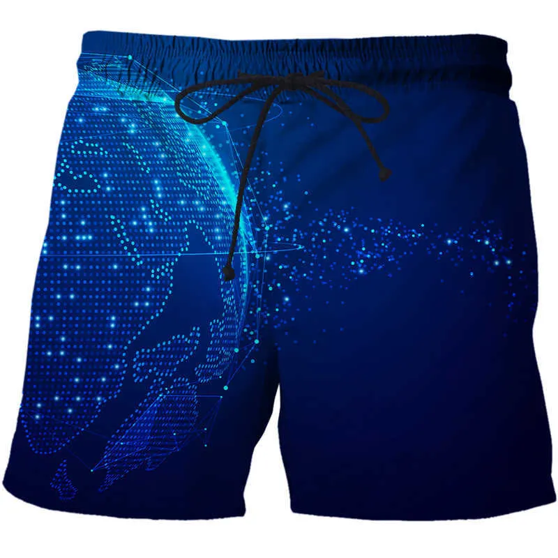 Pantalones cortos para hombres Patrón de datos de tecnología AI Pantalones cortos de verano Traje de baño para hombres Pantalones de secado rápido Pantalones cortos casuales de playa Bañadores para hombres impresos en 3D Z0216