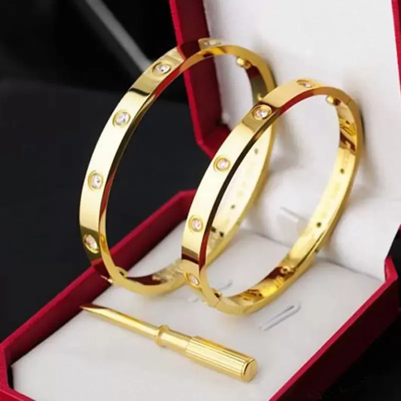 316L TiTitanium klasyczne bransoletki bransoletki dla miłośników nadgarstek bransoletka różowe złoto bransoletka dla par na walentynki z pudełkiem 15-22cm