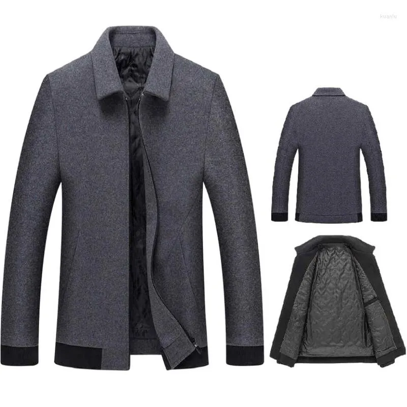 Masculino de lã de lã de lã de lã de colarinho de colarinho intermediário masculino de moda de moda casacos casuais casuais sobretudo casual