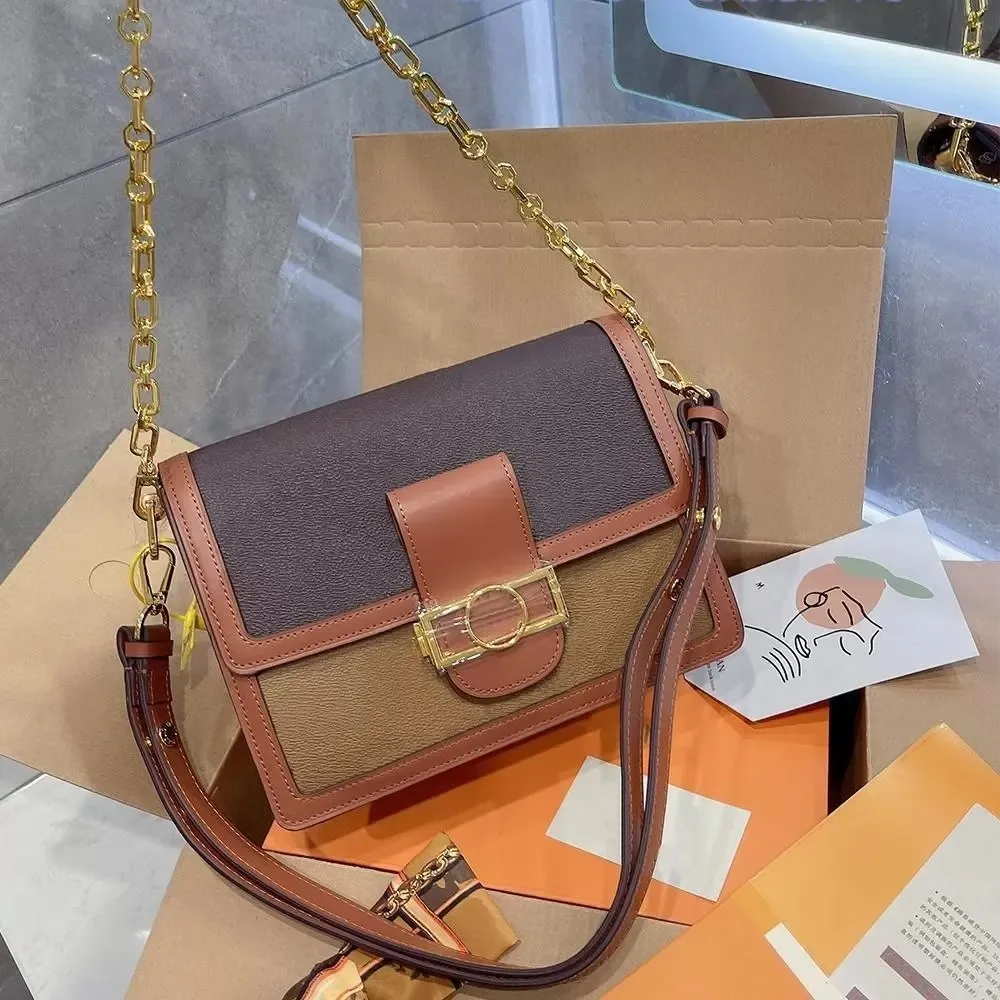 M45958 Oryginalne skórzane teczki Lady Dauphine torebki Crossbody Słynna torba sprzęgła Oryginalna 5A Luxury Designer Monety Portfel Portfel M45959