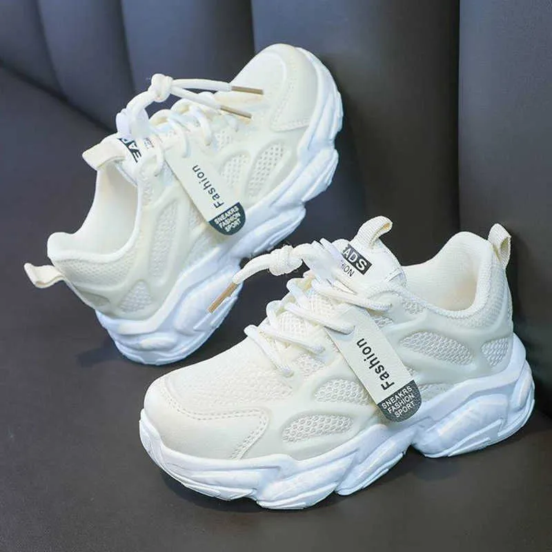 Breathable Mesh White Sneakers For Big Girls Korean Version Platform ...