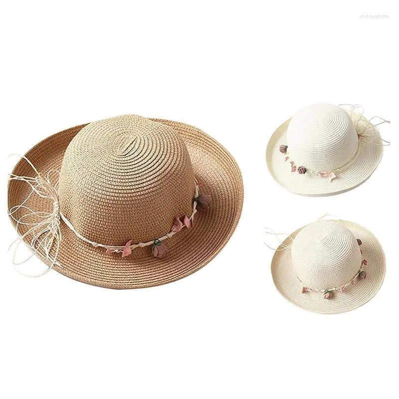Cappelli larghi con cappelli da goccia per cappello da spiaggia Sun Estate per donne Fiori di viaggio perfetti Elob22