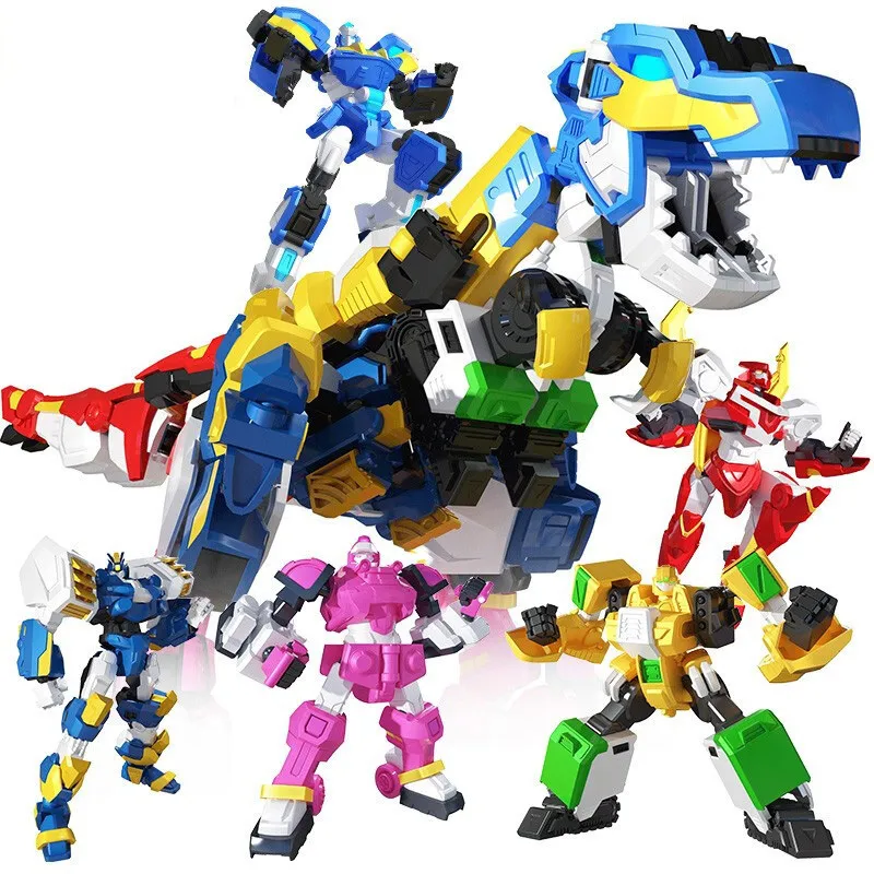 Action Toy Figures 5 IN 1 Mini Force 2 Super Gino Power Transformation Robot Toys Action Figures MiniForce X Deformation Dinosaur Mecha Toy 230217