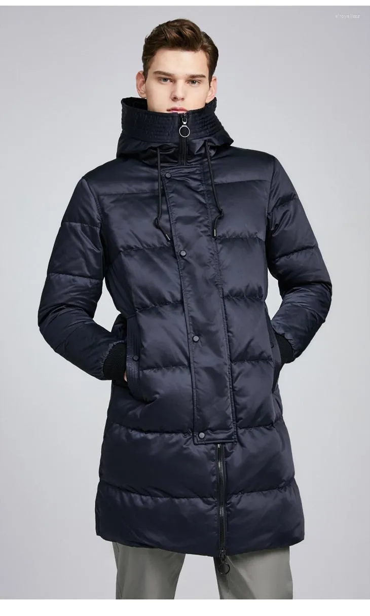 Heren Down Winter Parka Hoge kwaliteit Solid kleur Middelste lengte Lengte Haped Cap Dop Jacket