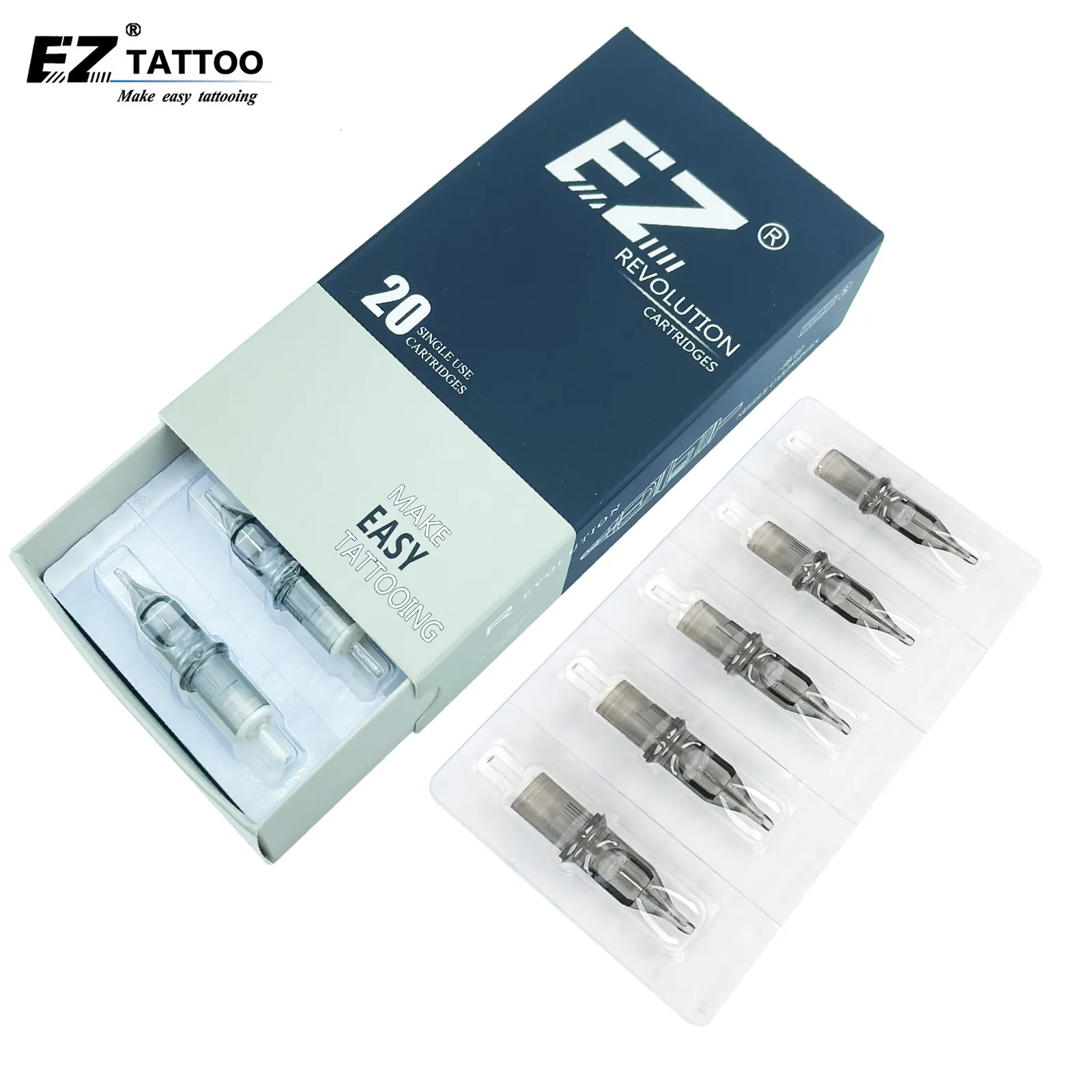 Tattoo Needles EZ Revolution Cartridge Tattoo Needles Round Liner #10 030mm Long Taper 55mm for Cartridge Tattoo Machine and Grip 20pcslot 230217