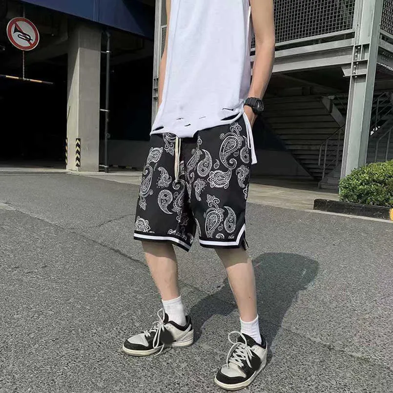 Men s Shorts HipHop Shorts Men Bandana Oversized Loose Drawstring Summer Short Man Hip Hop Straight Casual Beach Short Pants 2023 Z0216