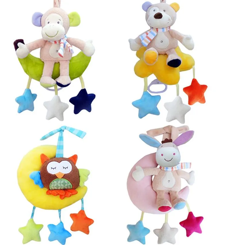 Baby Bed Bell Wind Up Peluche Animale Giocattolo per bambini Musica Pull Ring Passeggino Ciondolo giocattolo