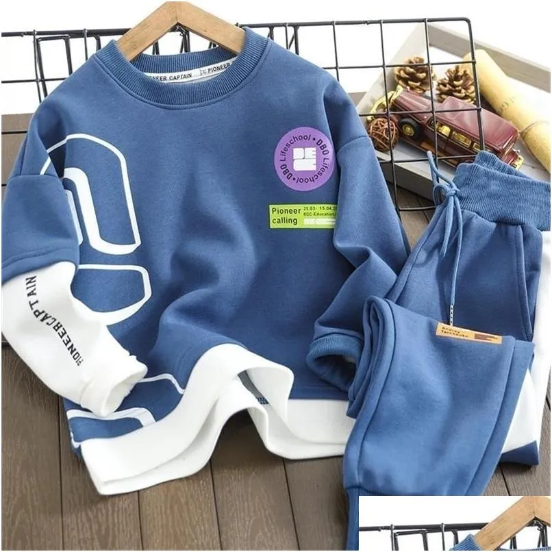 Kleidung Sets Frühling Herbst Kinder Jungen Set Teen Outfits Kinder Trainingsanzug Sportwear Kleidung Anzug 4 6 8 10 12 14 Jahre 220218 Drop Deliv Dhkxk