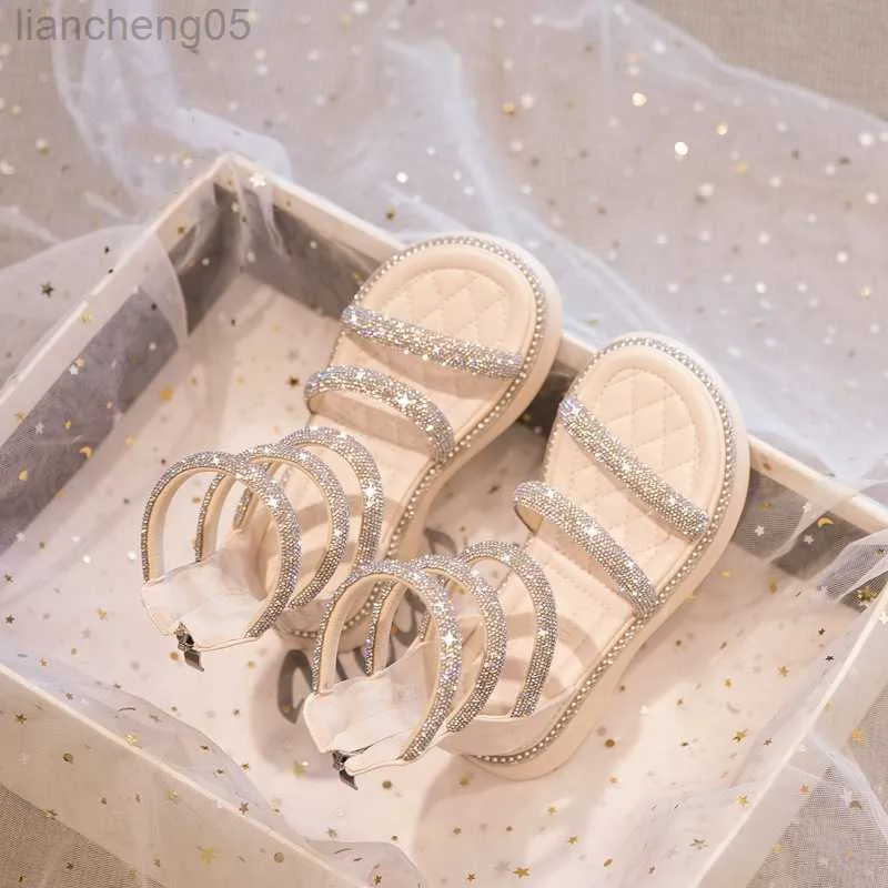 Sandały letnie dzieci dziewczęta gladiator sandały kryształowy kryształ księżniczki solf buty bez poślizgu oddychające moda Sandały W0217