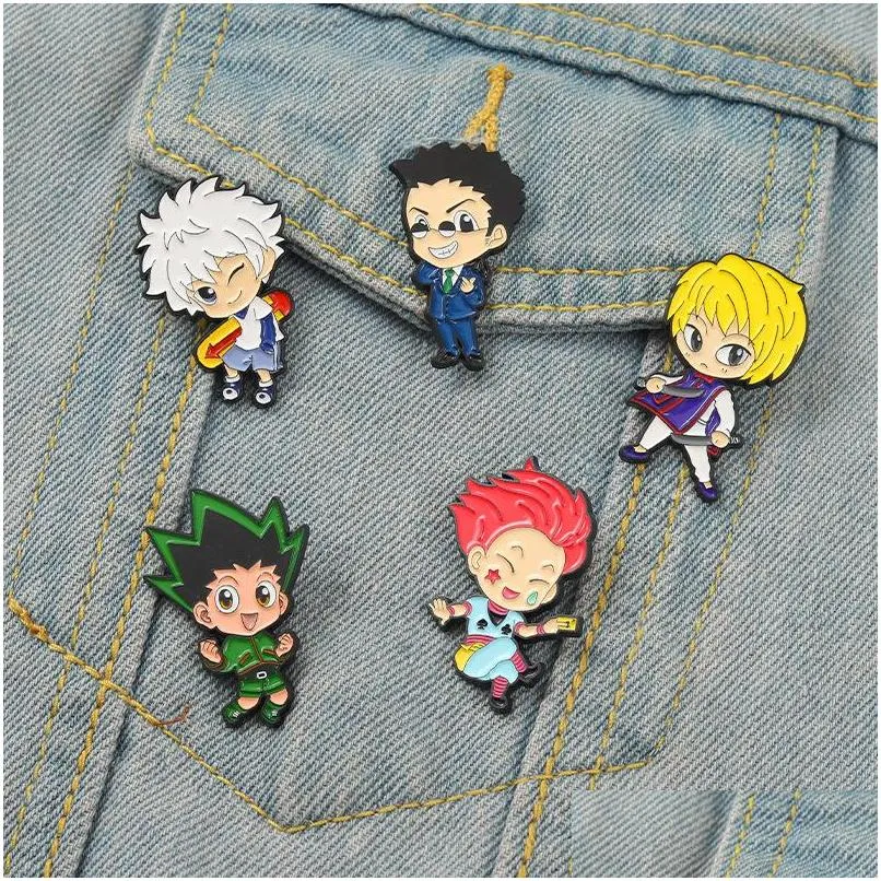 Accessori del fumetto Hunterxhunter Spilla smaltata Personalizzata Gon Killua Kurapika Leorio Hisoka Spilla Risvolto Distintivo Hxh Gioielli Regalo per i fan D Dhoxe