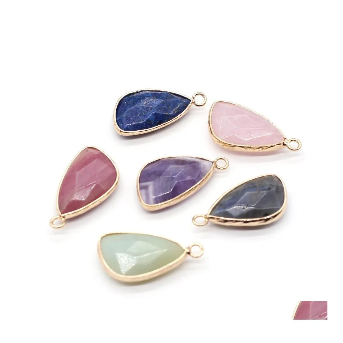 Charms 14X26M Natural Stone Chakra Rose Quartz Healing Reiki Amethyst Crystal Pendant Finding For Diy Men Necklaces Jewelry Sport1 D Dh9Qe