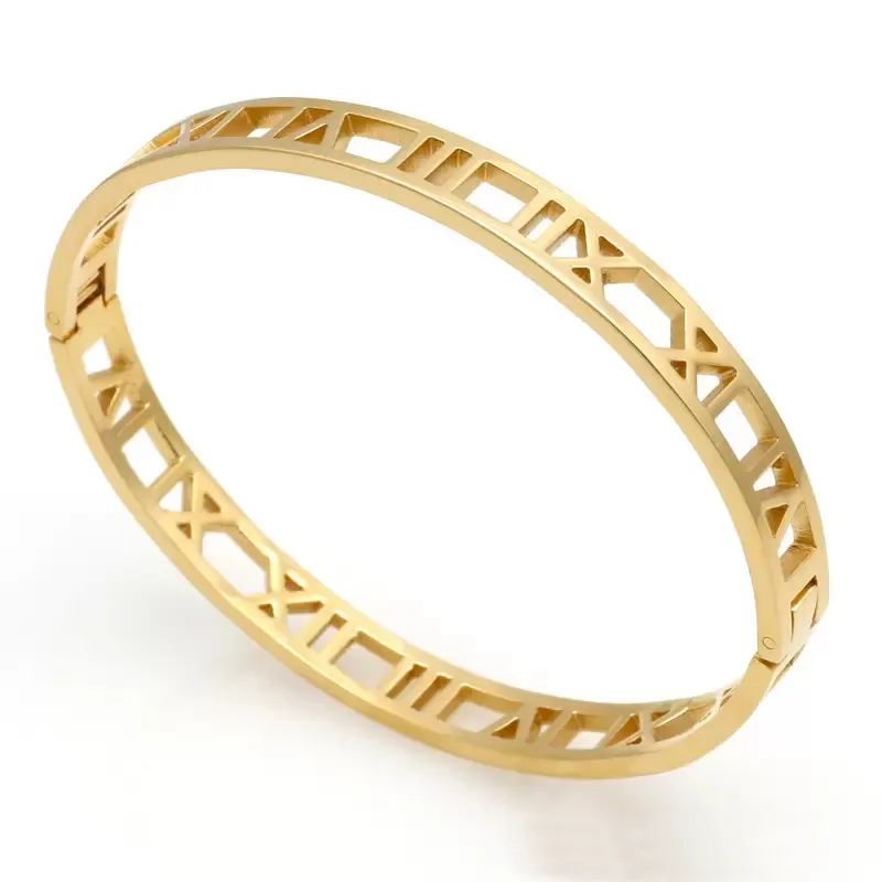 Moda prata aço inoxidável argola pulseira romana jóias pulseiras de ouro rosa pulseiras para mulheres pulseira de amor