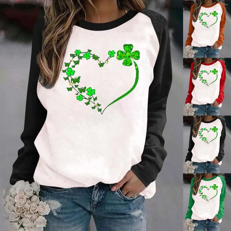 Kvinnor BLOUSES LEAF PRINT St. Patrick's Day Streetwear Women Y2K Harajuku Tops for Work Business Casual Roupa