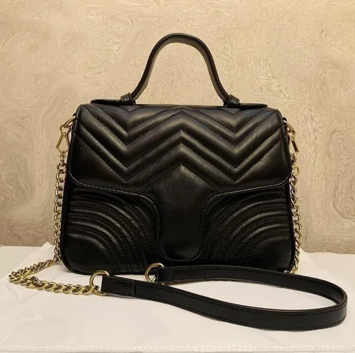 Bolsos de diseñador de lujo para mujer 446744 Bolsos de compras de moda Bolsos de cuero real cadena Mensajero cosmético Bolso de hombro de compras Totes monedero con solapa para dama