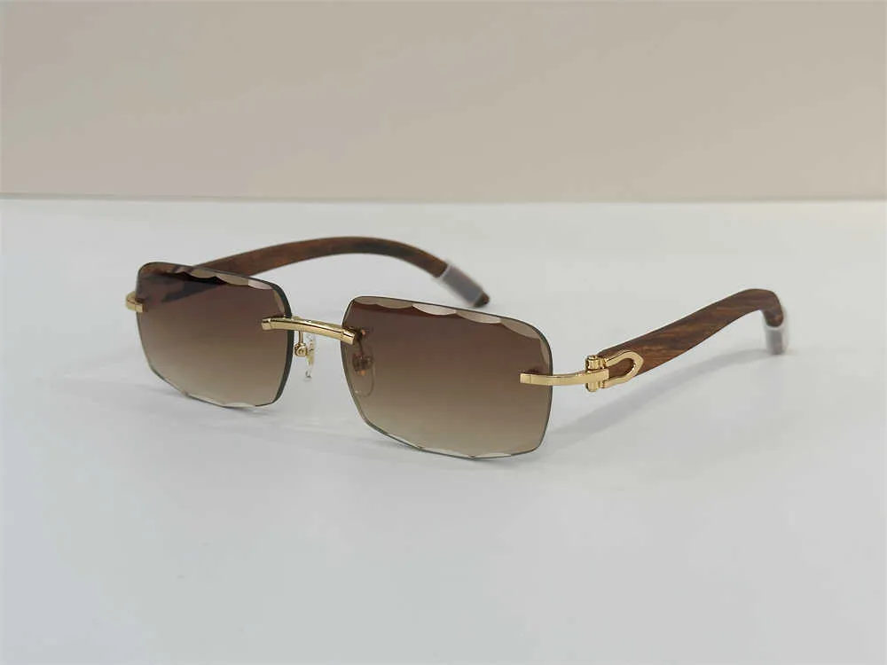 Sonnenbrille für Männer Sonnenbrille Echtes Holz Diamant geschnitten Vintage High -End -Spiegel Objektiv Gold Mann Frau Outdoor Outdoor