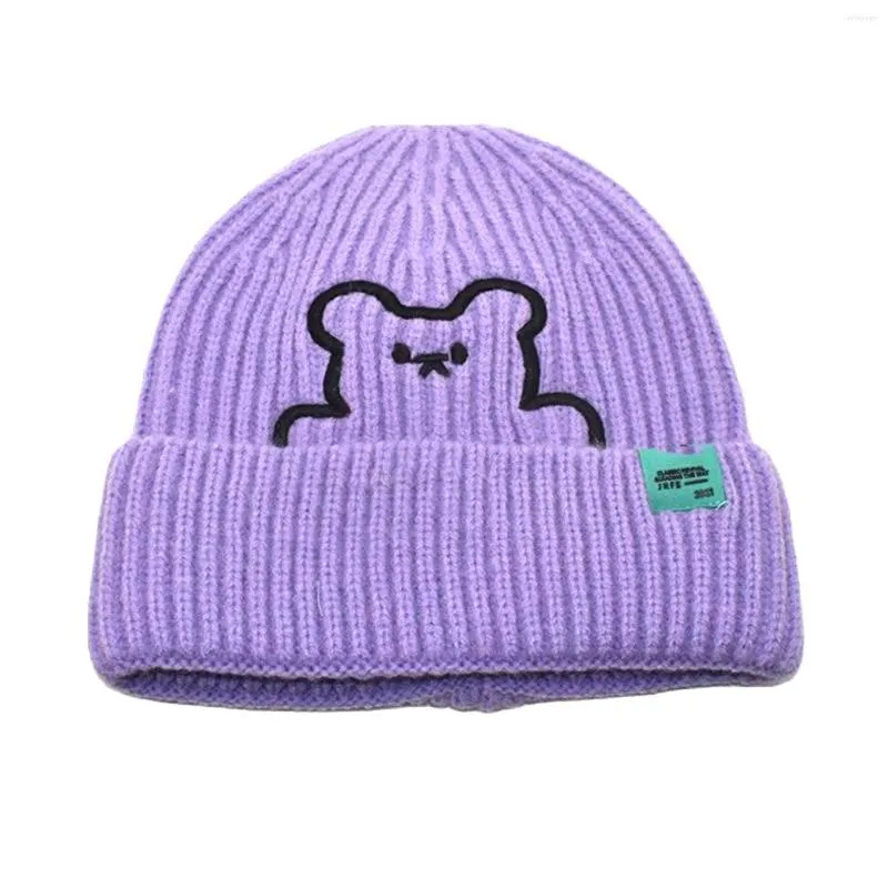 Berets Women Men Knitted Winter Fashion Color Bear Hats Hairball Raccoon Warm Ski Cap Trim Hat Men's Mens