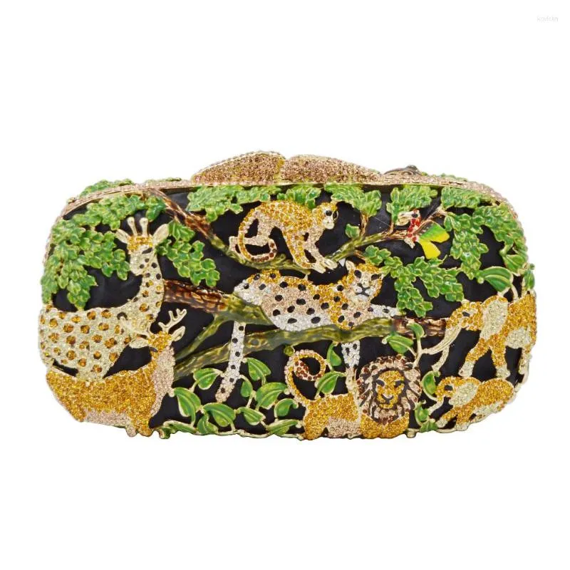 Evening Bags Zoo Inspired Crystal Purse Women Pochette Soiree Monkey Lion Shape Clutches Party Ladies Clutch Bag SC045