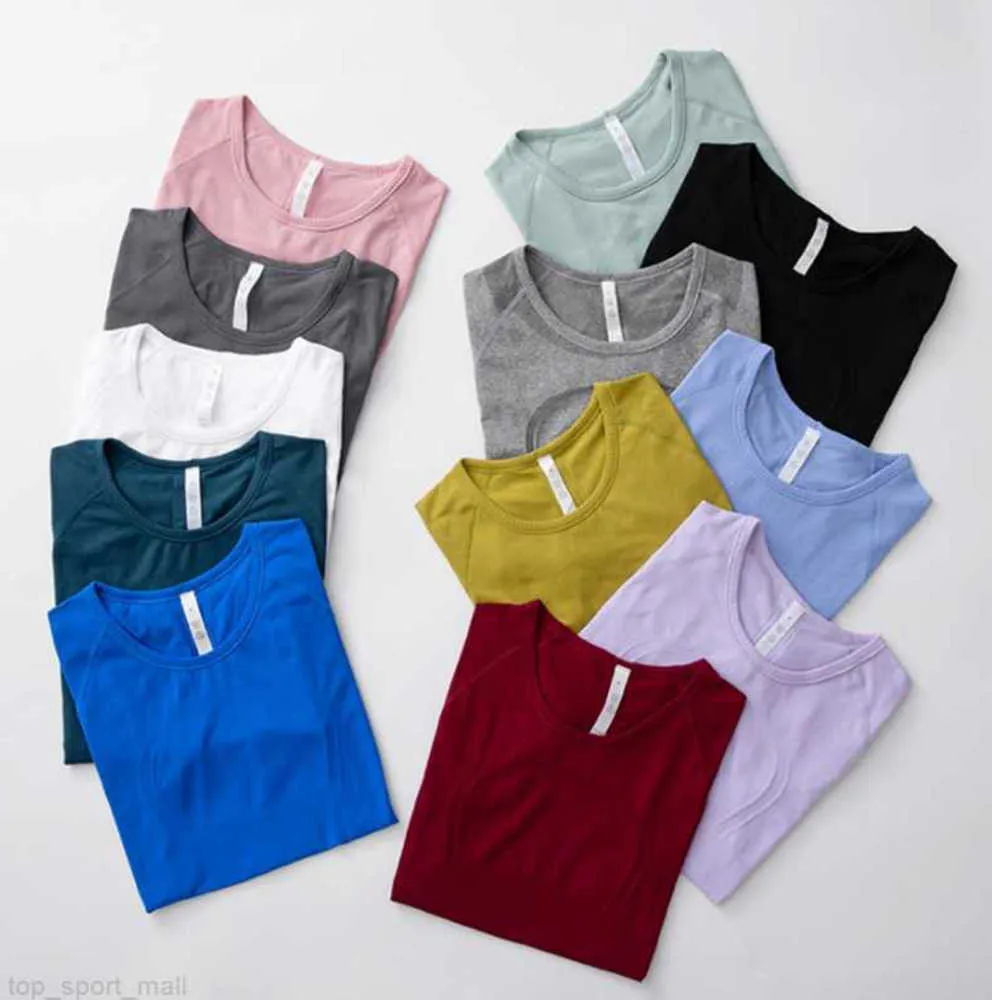 Lu-088 Women's Yoga T-shirt Sports Quick Dry Crew Neck Vest Gym Short Sleeve Comprehensive Sport Switch Workout Solid Color Women