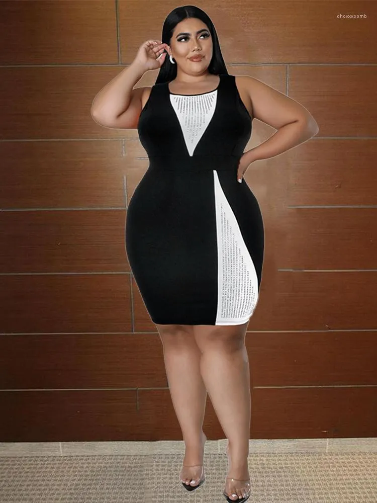 Plus Size Dresses Dressess Summer Woman Clothing Sleeveless Elegant Parti Dress Chubby Ladies Even Wholesale Bulk Drop