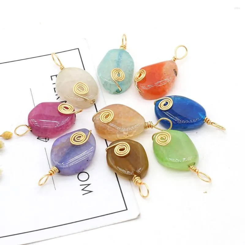 Charms Fine Natural Stone Pendant Colorful Dragon Pattern Agates Winding Wire For Jewelry DIY Necklace Bracelet Earring Making