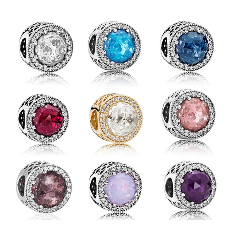 10 cores clássicas charme de coração espumante 925 prata esterlina para pandora cobra de correntes de correntes de colar jóias fazendo acessórios de designer charms com caixa original