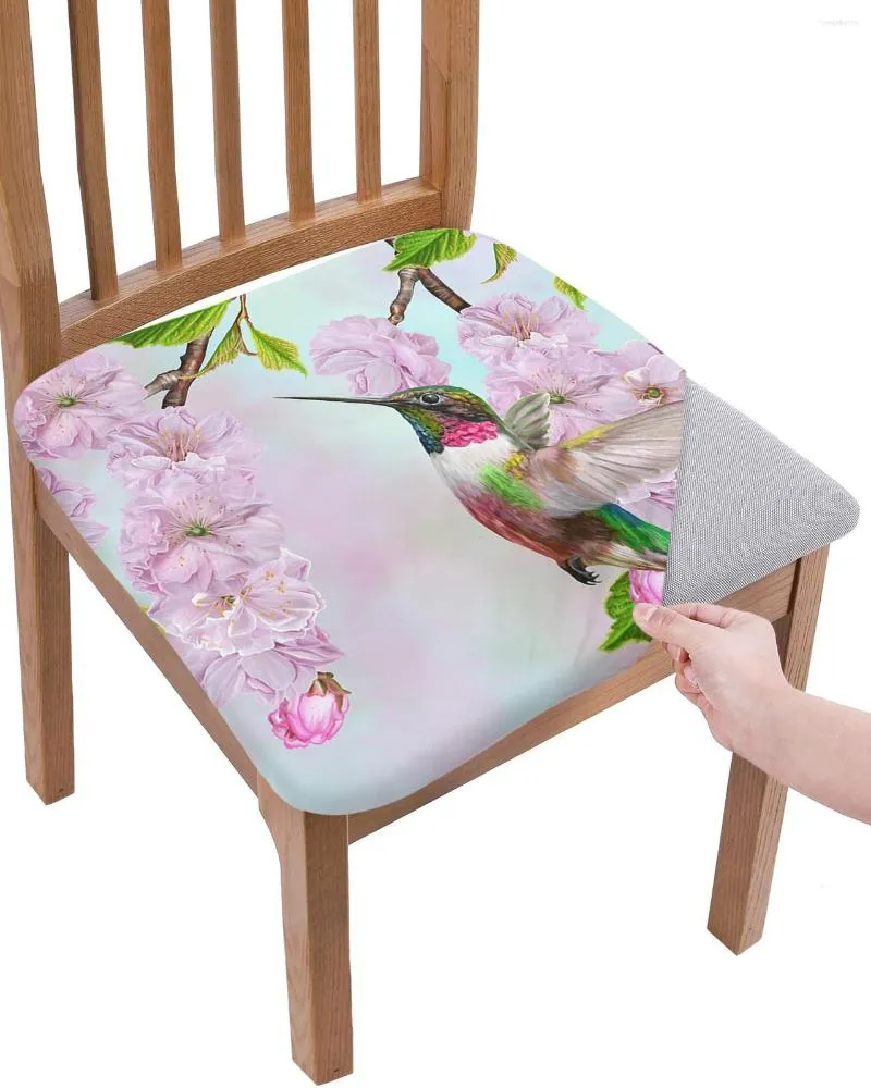 Chair Covers Flower Cherry Blossom Hummingbird Seat Cushion Stretch Dining Cover Slipcovers For Home El Banquet Living Room